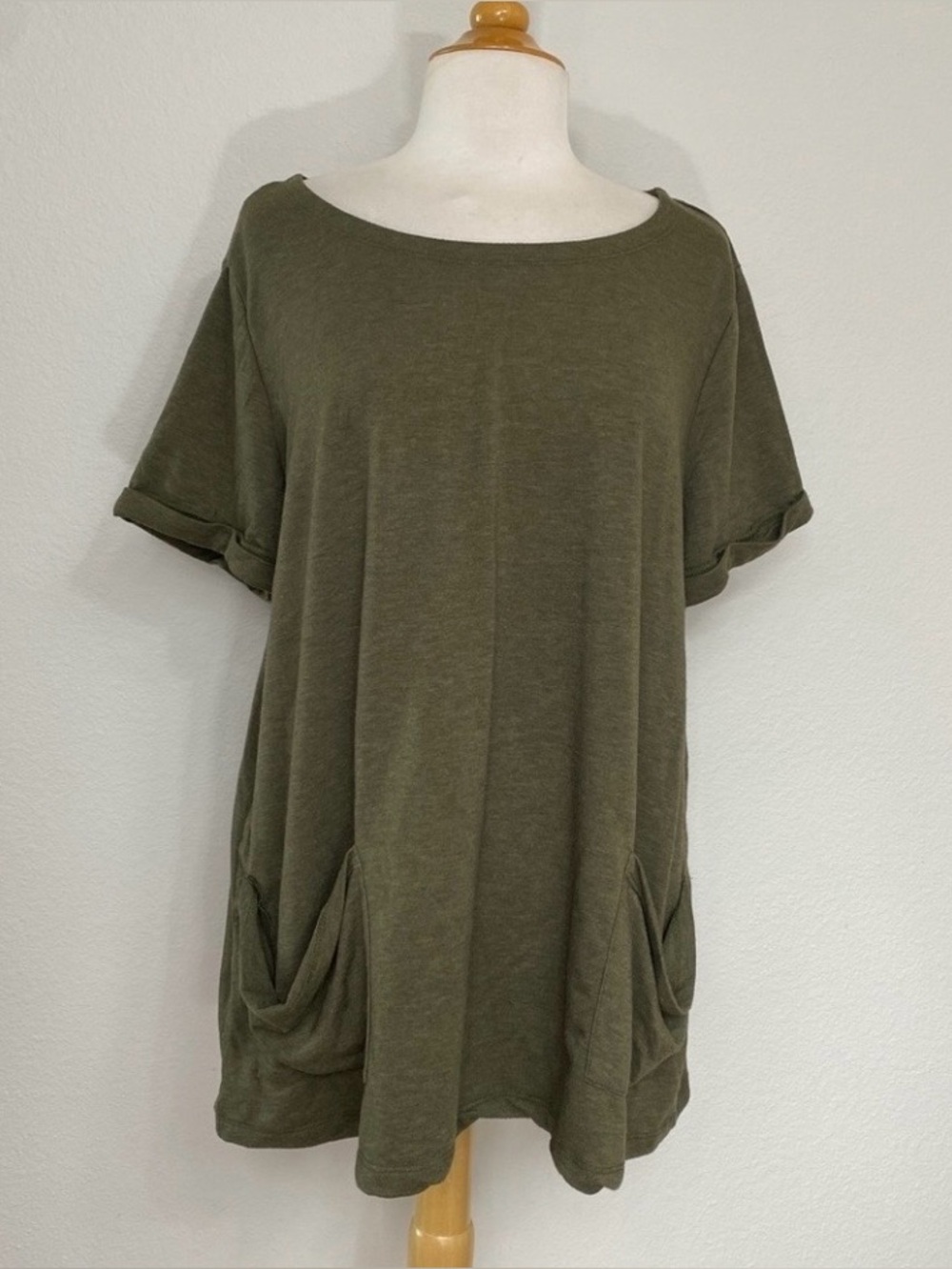 Cable & Gauge Women's Olive Green Soft Oversize Tunic Size 1X Casual Streetwear